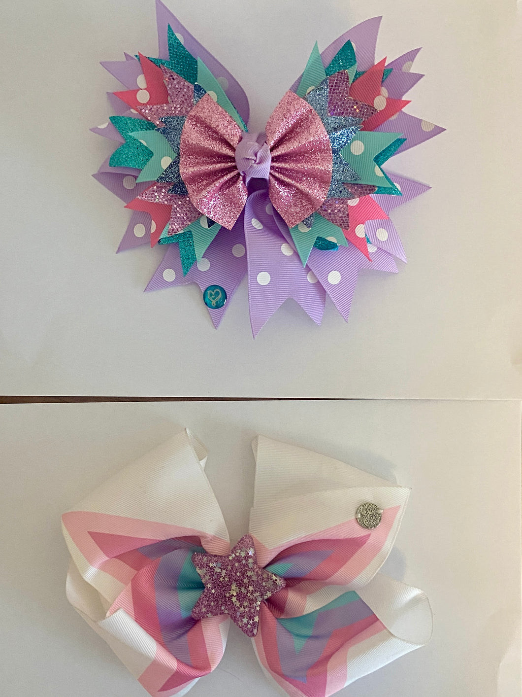 2 JoJo bows star Pink purple white pastel