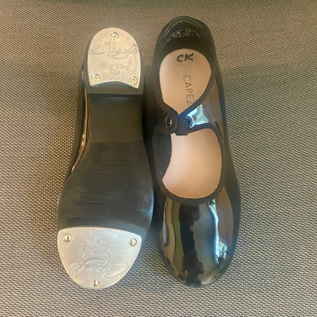 Capezio tap shoes black Dance patent leather - size Shoes-youth  1.5