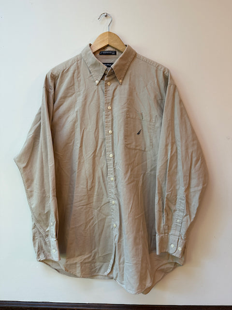 Nautica dress shirt tan 18 neck 34/35 sleeve - size Mens XL