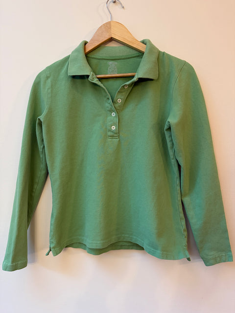 Cherokee polo shirt solid green long sleeve - size Women S (4-6)