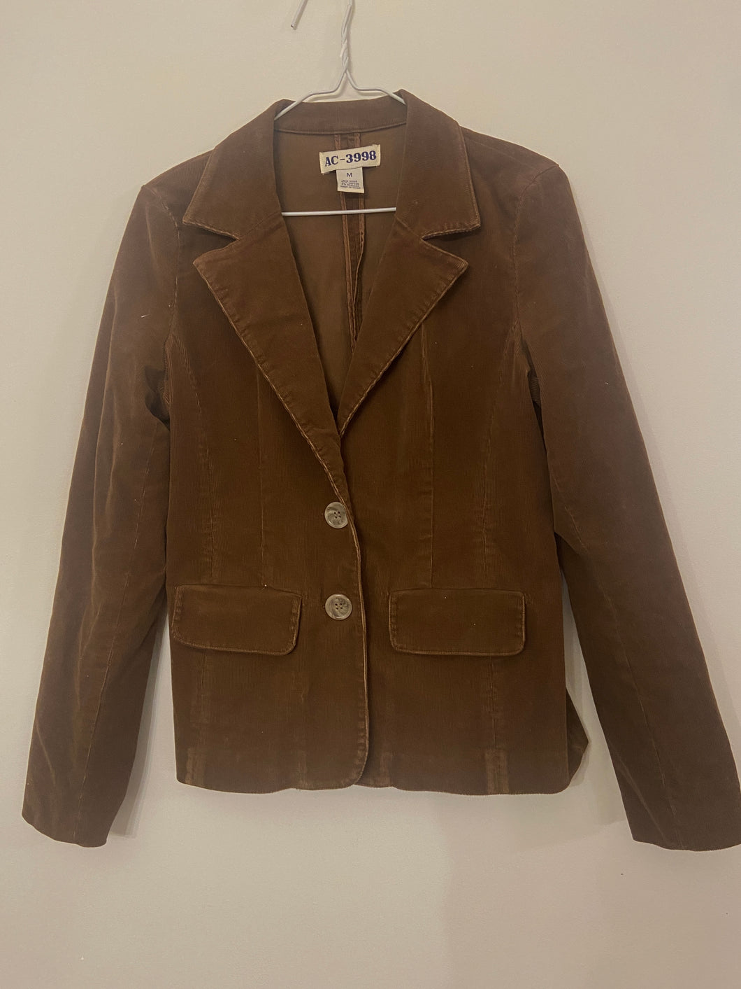 AC-3998 Corduroy Blazer Brown jacket, Size M - size Junior Girls M (7-9)