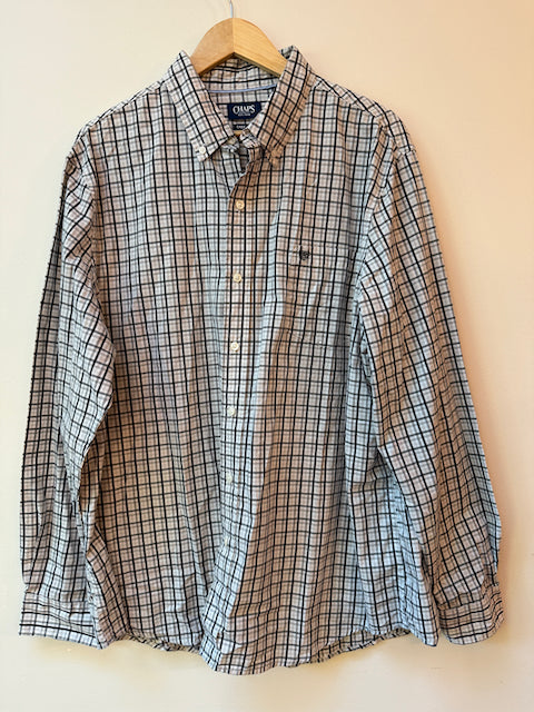 Chaps XXL dress shirt black gray white plaid - size Mens XL