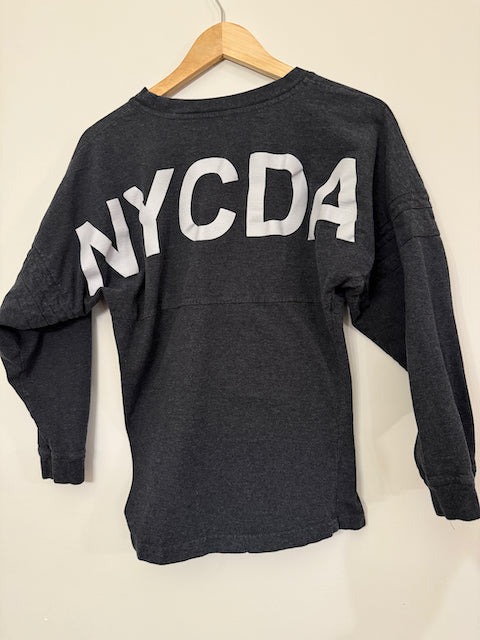 NYDA dance warmup shirt Photo shows BACK of top - size Women XS (0-2)