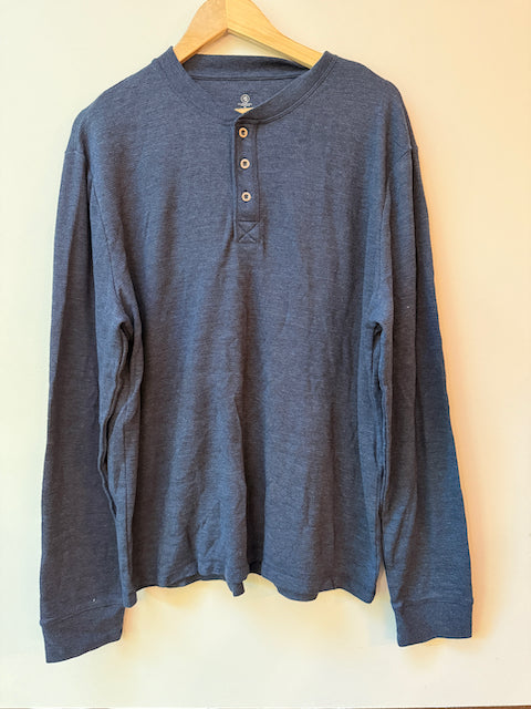 Cloudveil XXL henley waffle solid navy shirt - size Mens XL