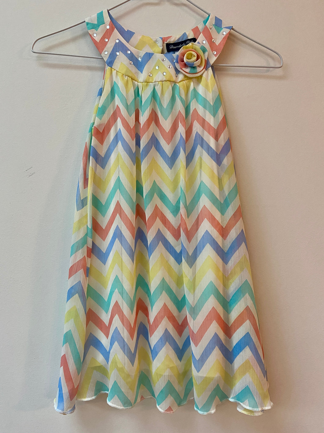 Disorderly Kids dress 5 Easter chevron print - size 5T/5