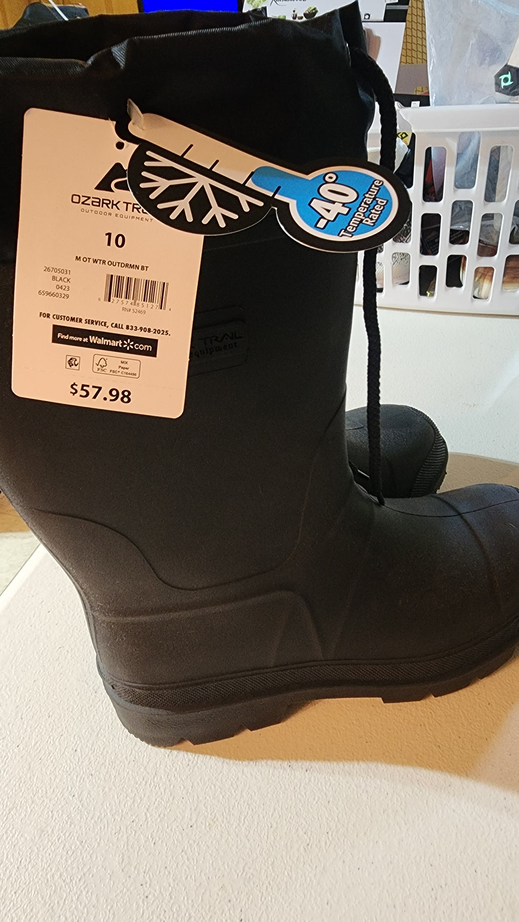 NWT black boots size 10 Lined, rubber hunting bo - size Shoes-Men 10
