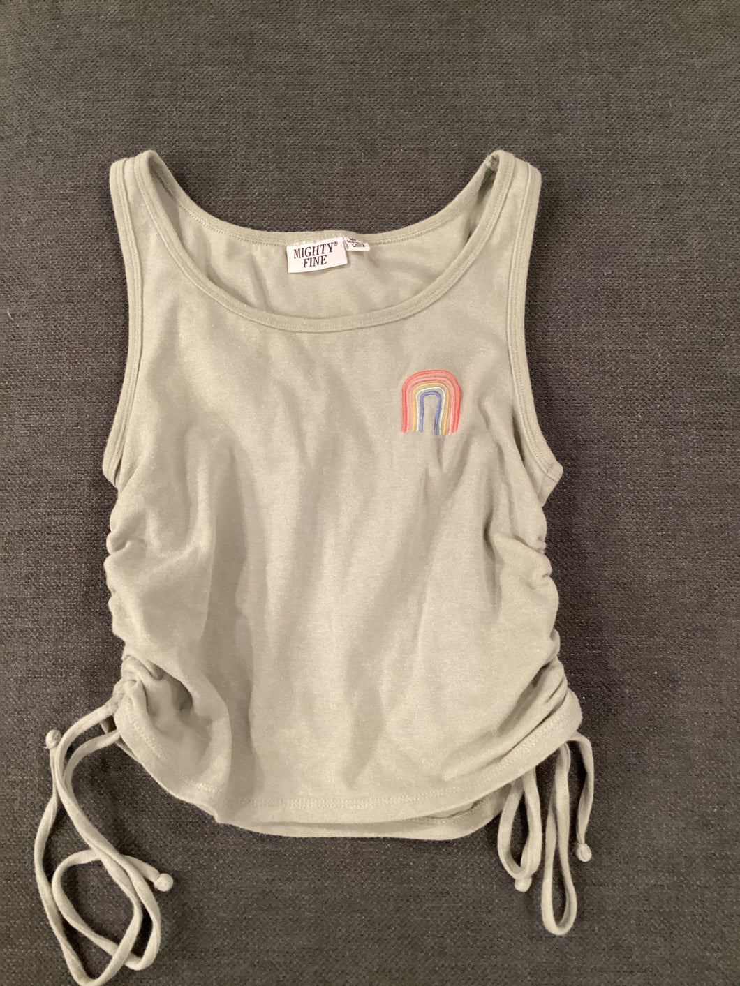 Green tank with Rainbow - size Junior Girls M (7-9)