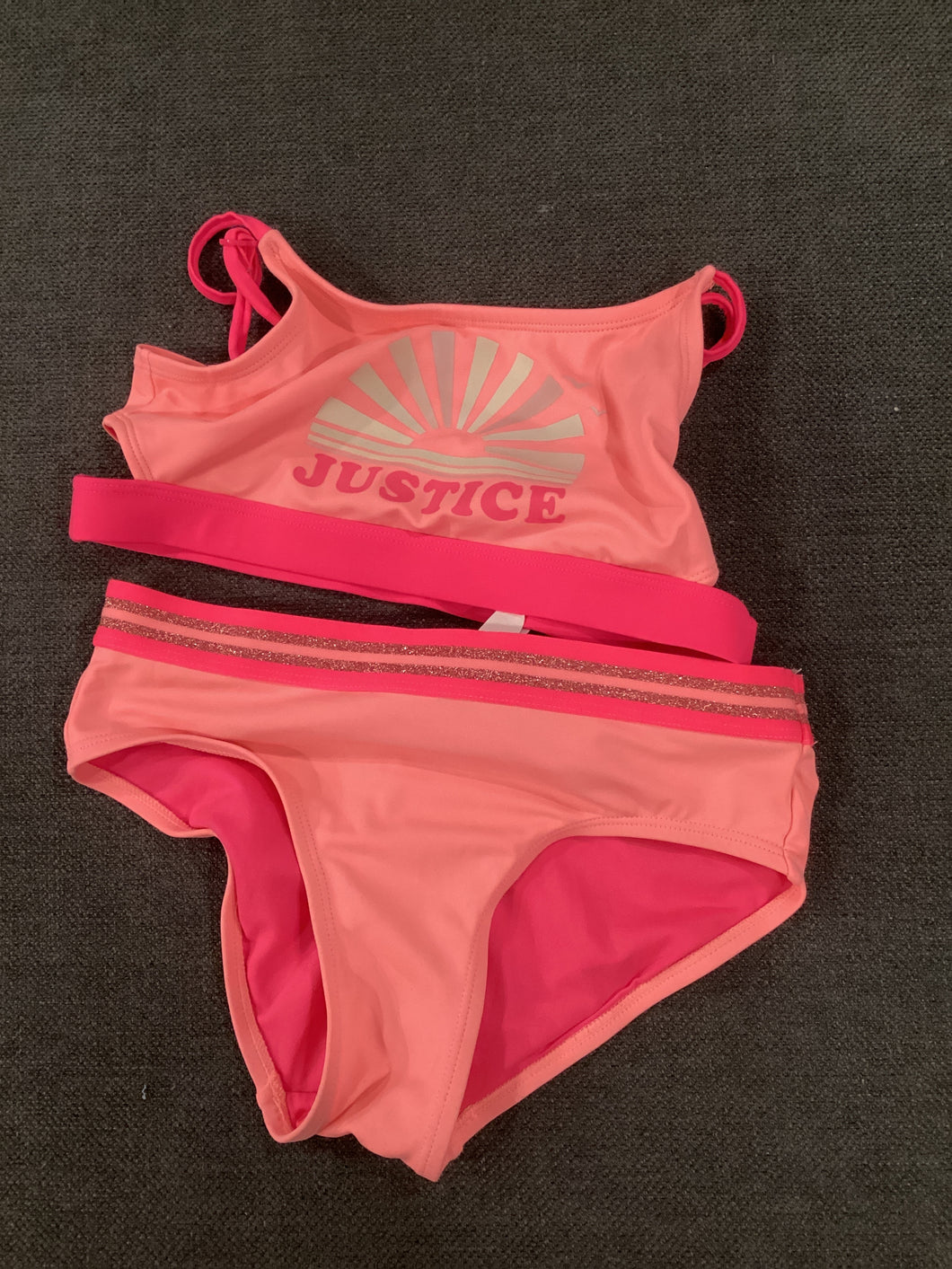 Justice peach/pink Bikini - size Kids 12