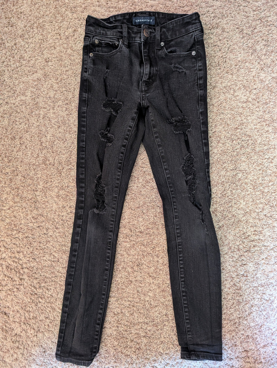 Aero Black Jeggings Size 00 Distressed - size Junior Girls XS (0-1)