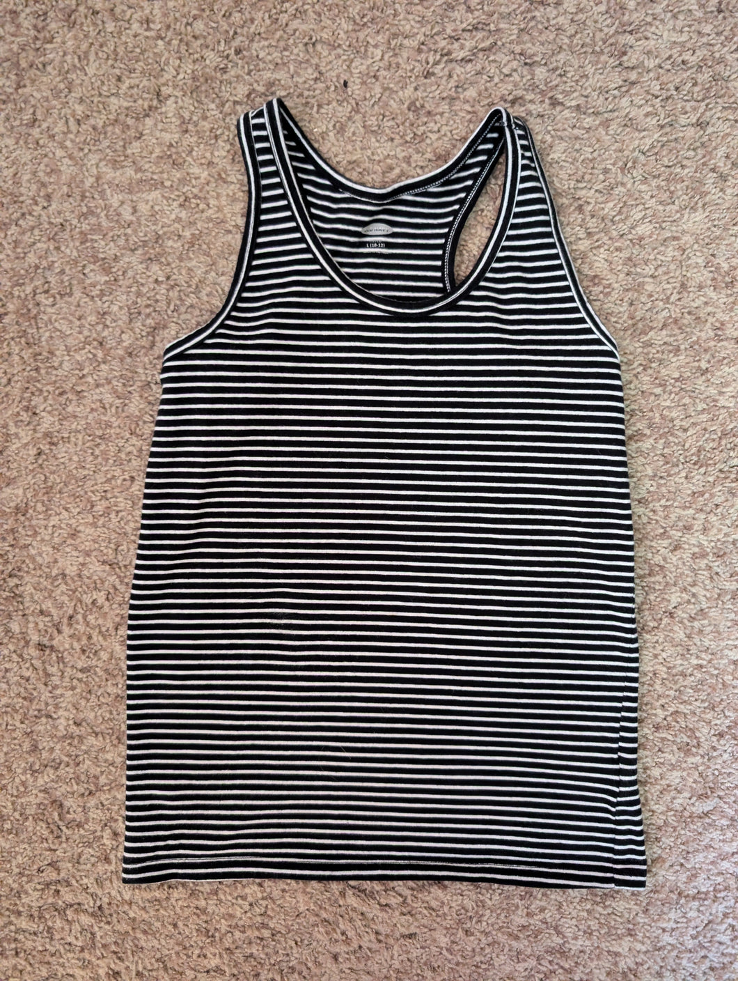 Old Navy Tank Top Black w/ White Stripes - size Kids 10
