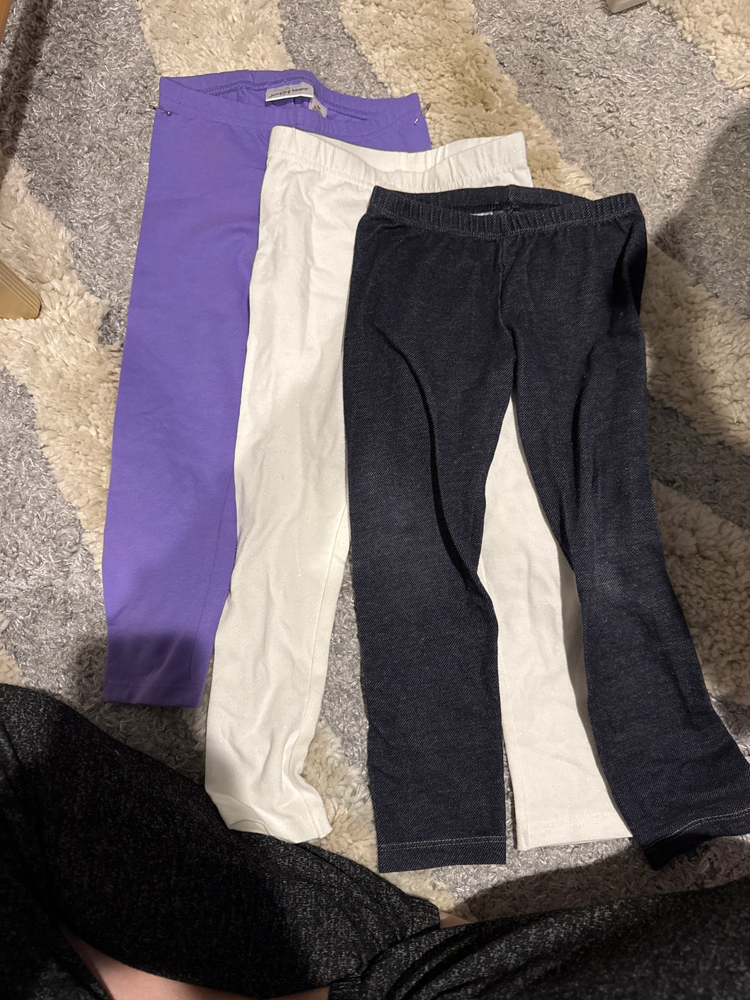 3 pairs pants Purple, faux denim - size 4T/4