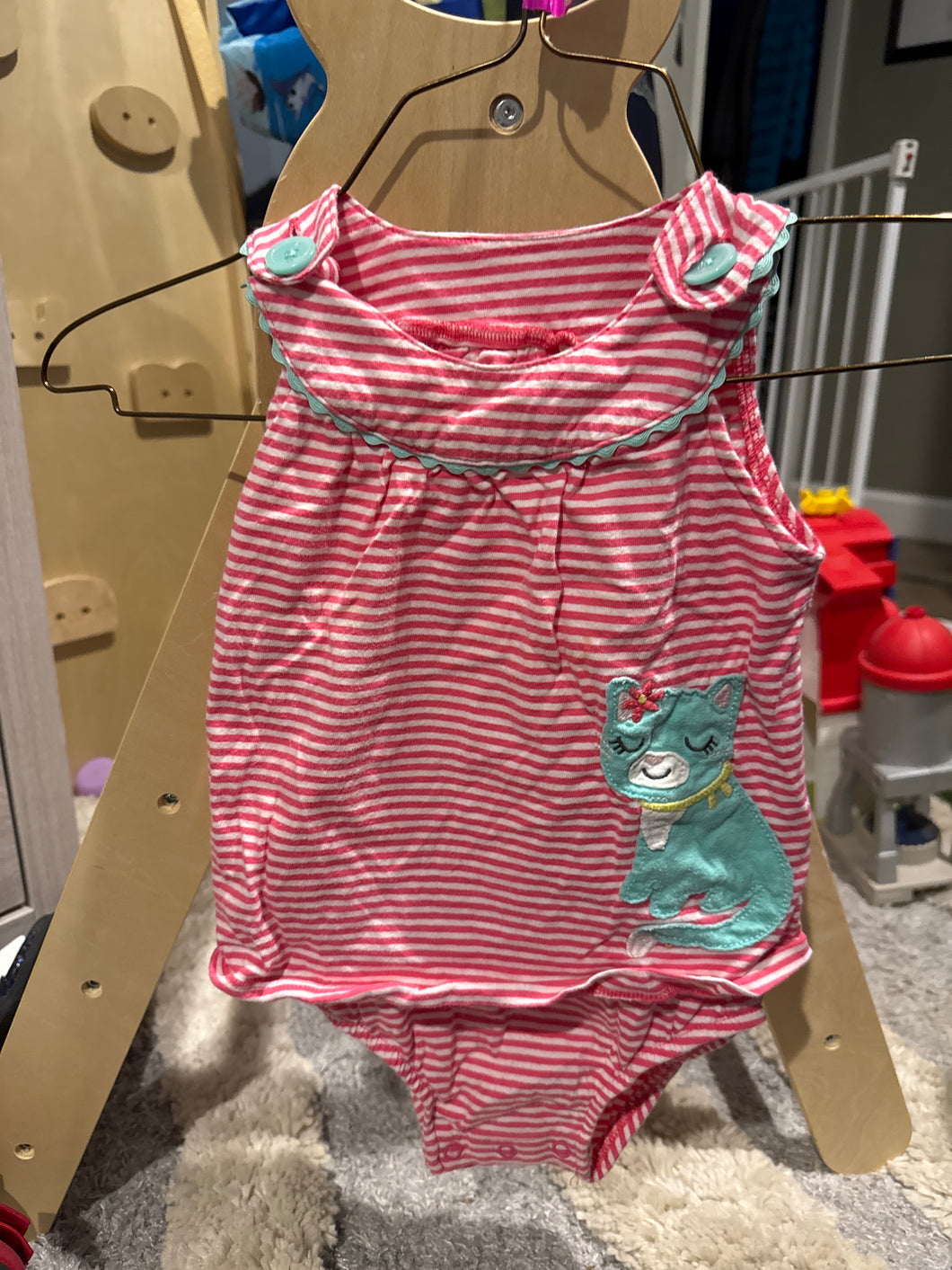 Tank top pin striped cat Romper - size 24 Months