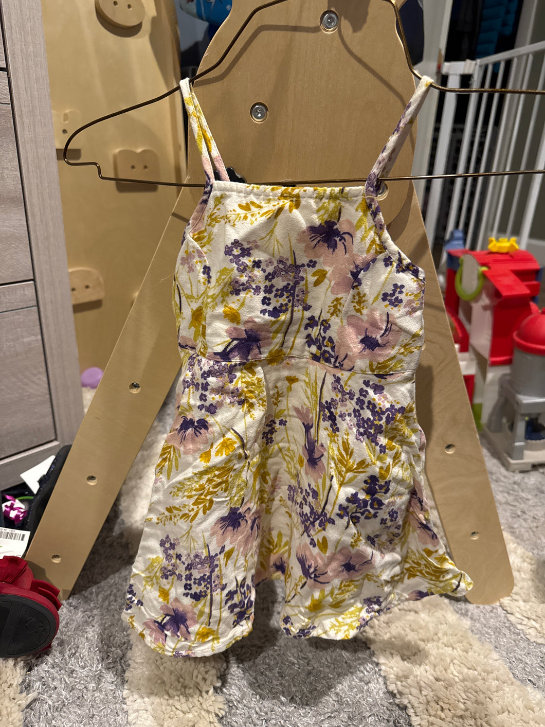 Old navy tank top dress Beige with purple flower - size 18-24 Months