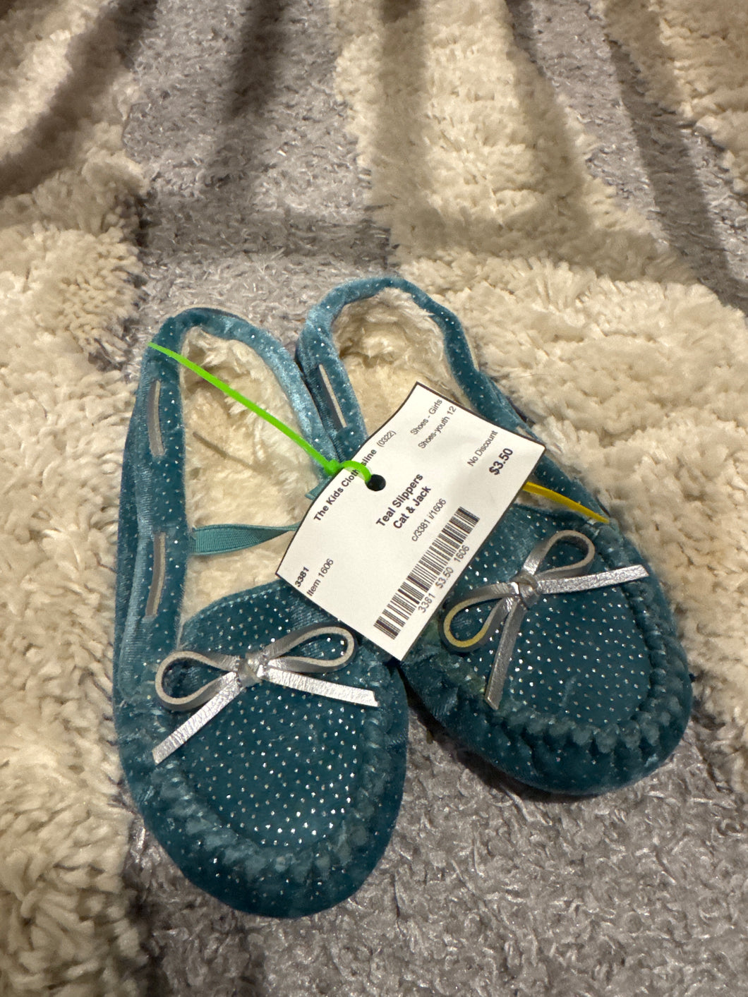 Teal Mocassins - size Shoes-youth   12