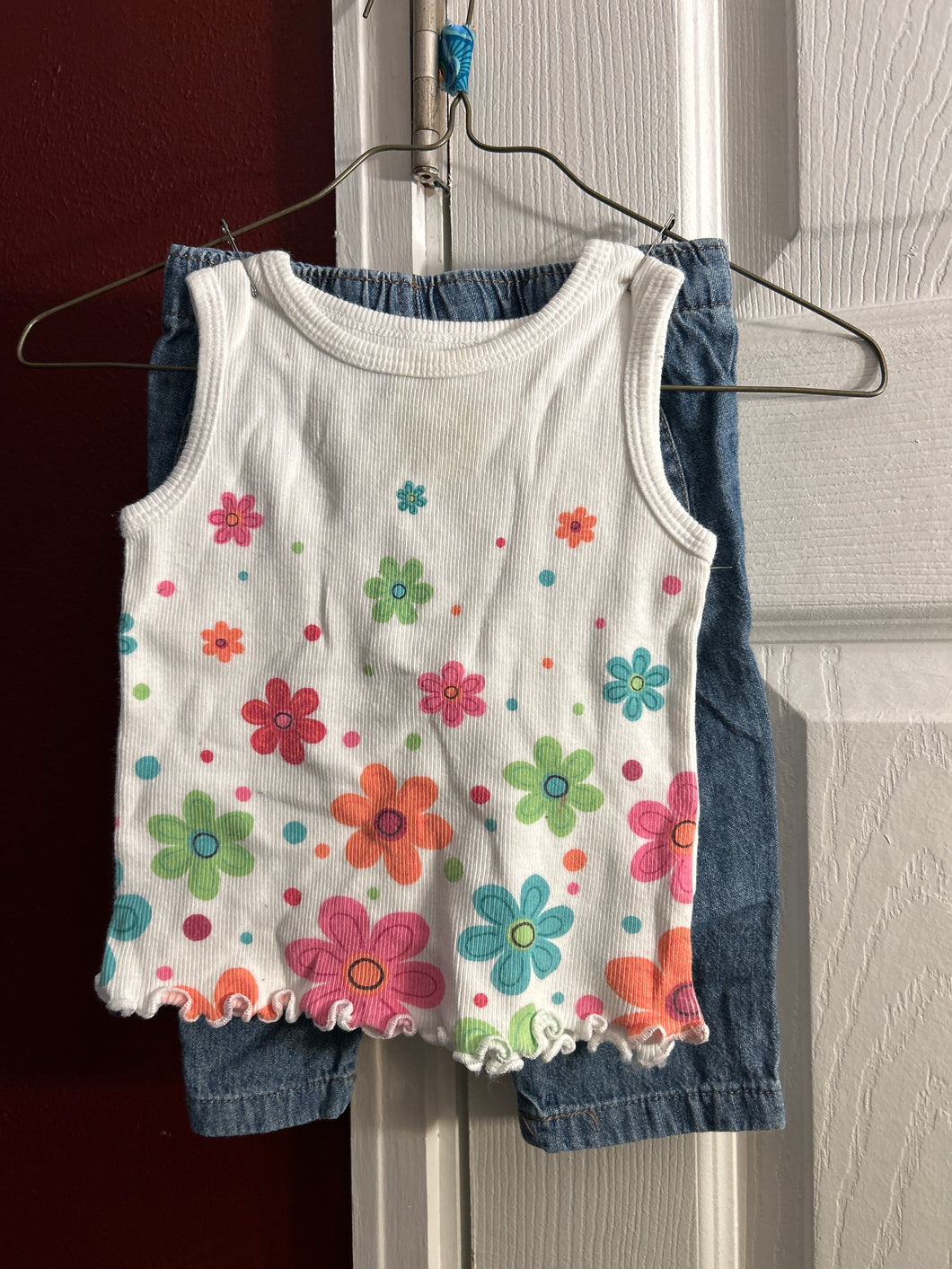 Flower Tank Top And Jeans - size 6-9 Months