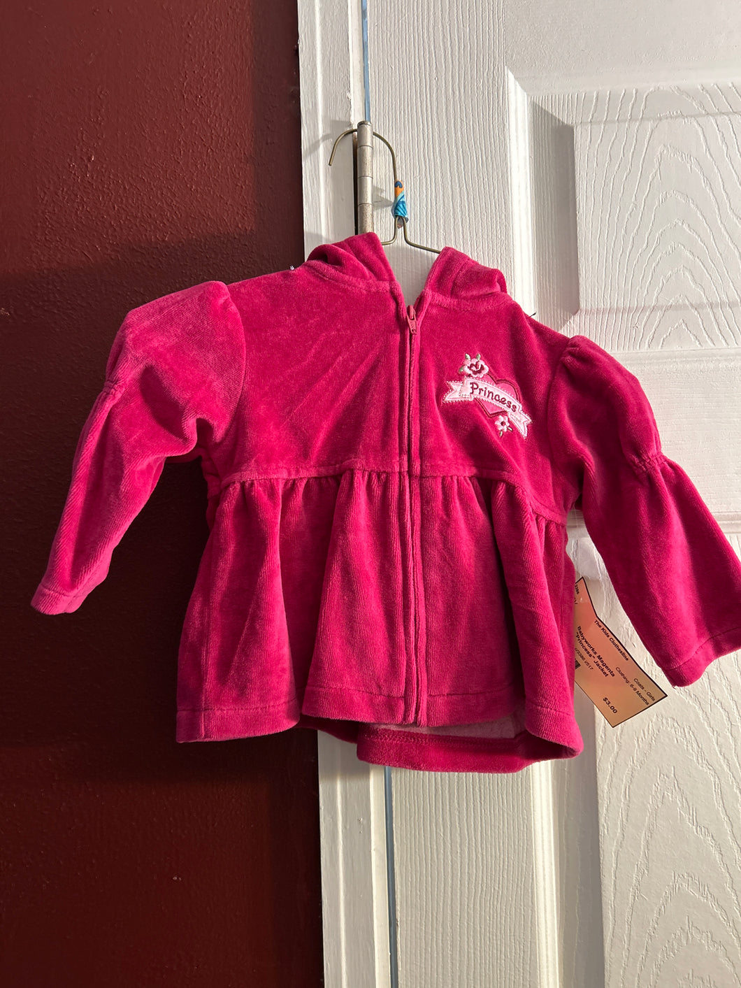 Magenta Zip Up with Princess/Heart design - size 6-9 Months