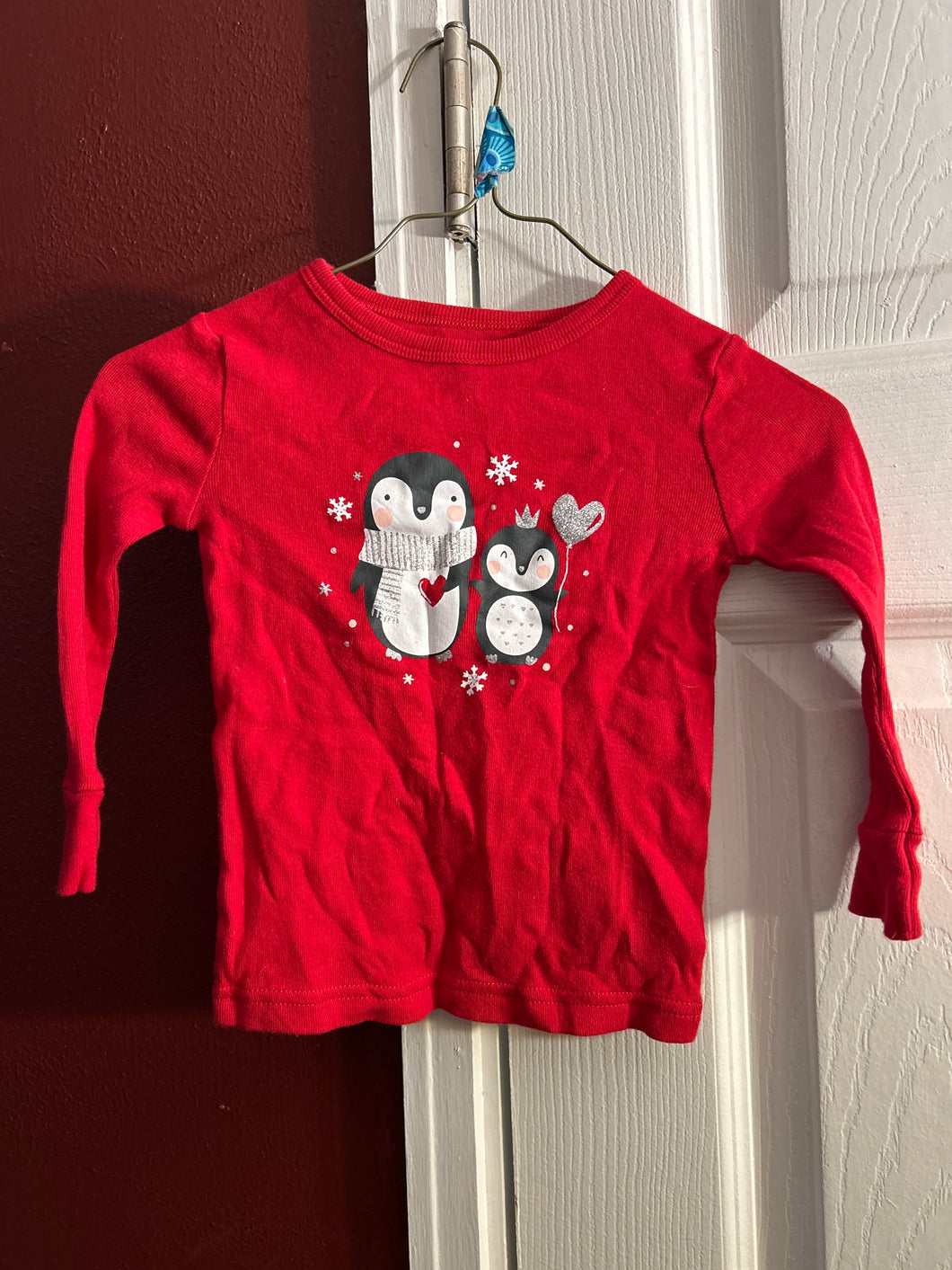 Cat and Jack Red Shirt with Penguins - size 18 Months