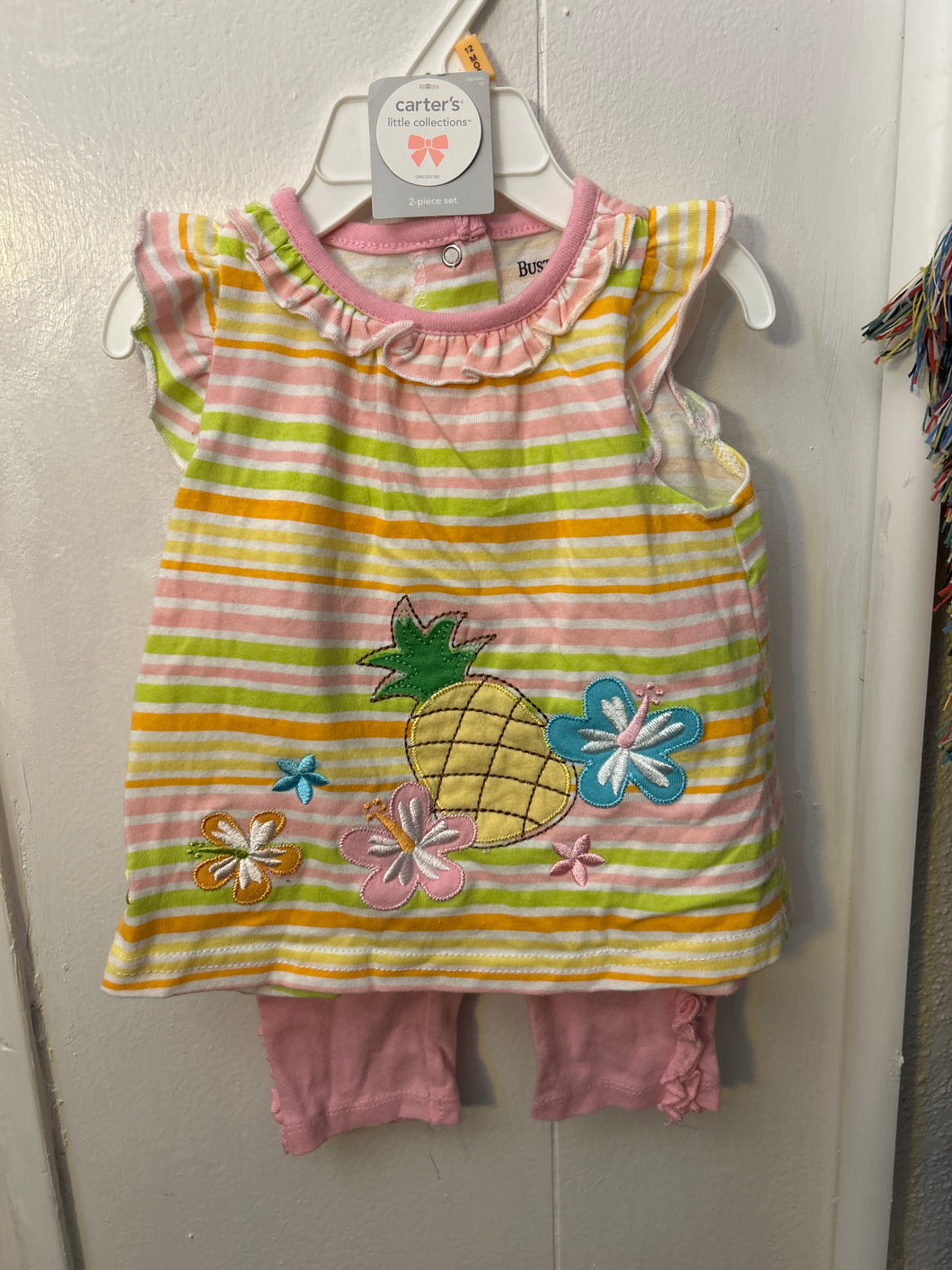 Buster Brown Pineapple Shirt Pink Pant Set - size 6-9 Months