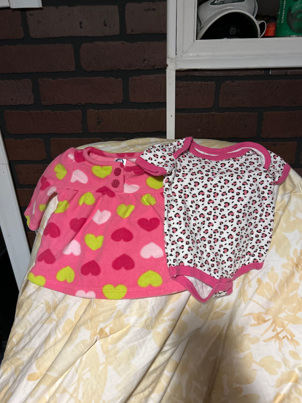 Fleece Heart Jacket Leopard print onsie - size 0-3 Months