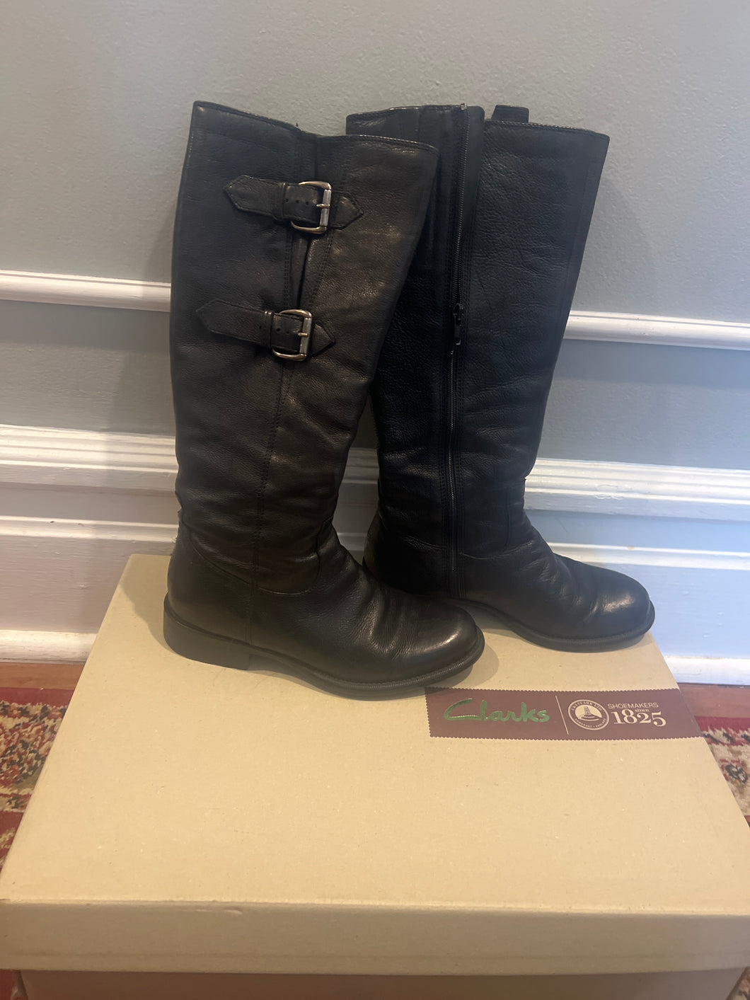 Clark's leader black Long boots - size Shoes-Womens 6