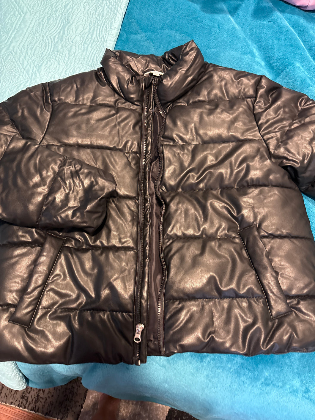 Time true  black Jacket like leather - size Junior Girls M (7-9)