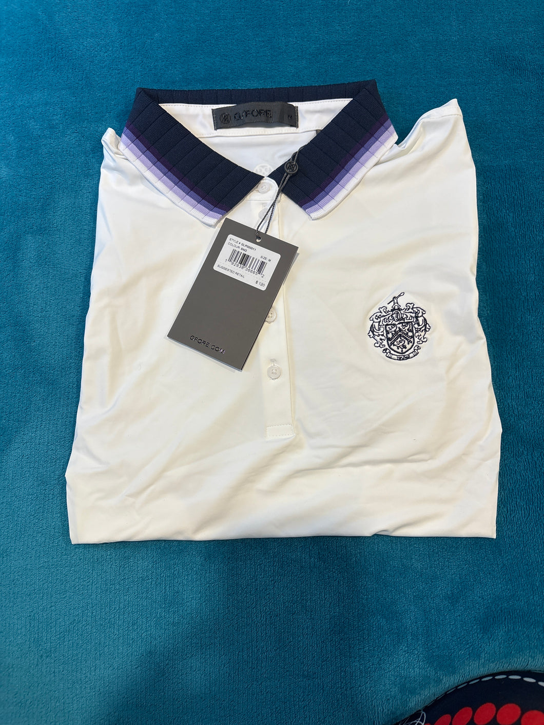 G/fore top White with purple - size Women M (8-10)