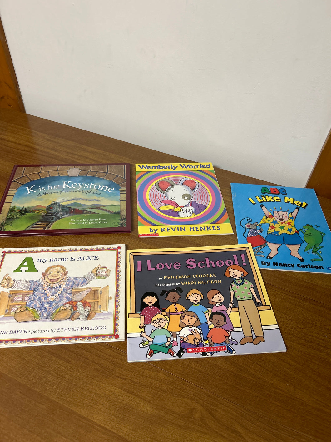5 alphabet/school books A-z, love school, wimber