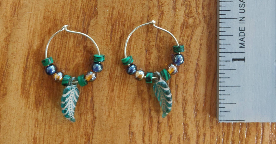 Handmade Earrings Leaf Hoop Earrings