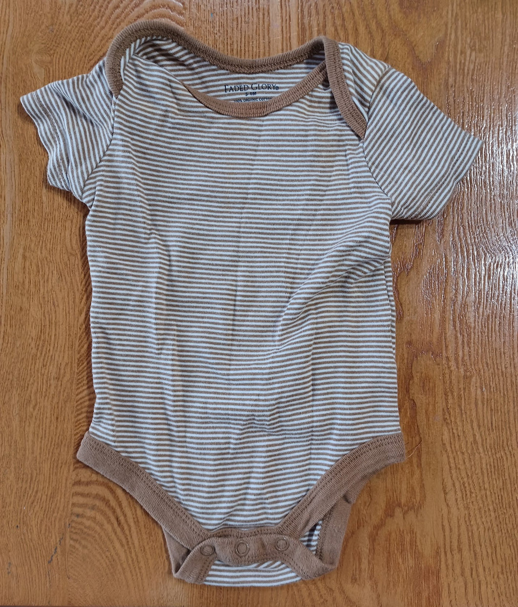 Faded Glory Brown/White Stripe Onesi - size 3-6 Months