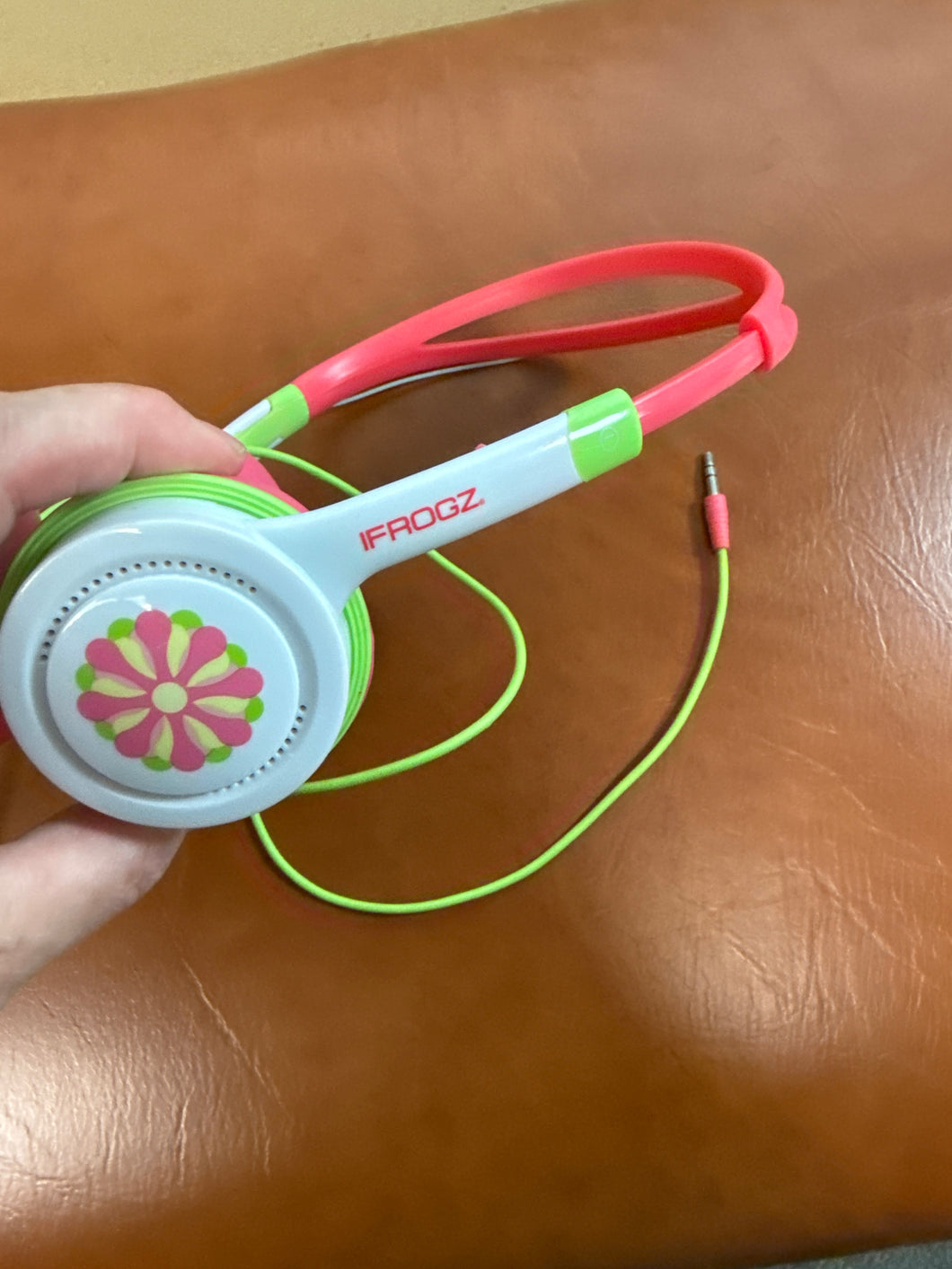 Wired kids headset Pink/lime/white