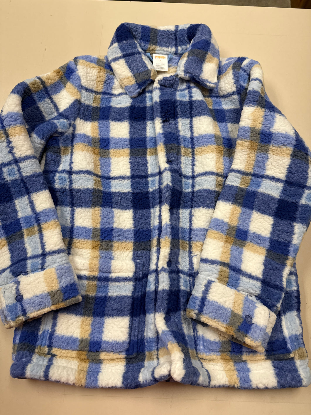 Fleece shacket Blue/white/khaki plaid - size Kids 7