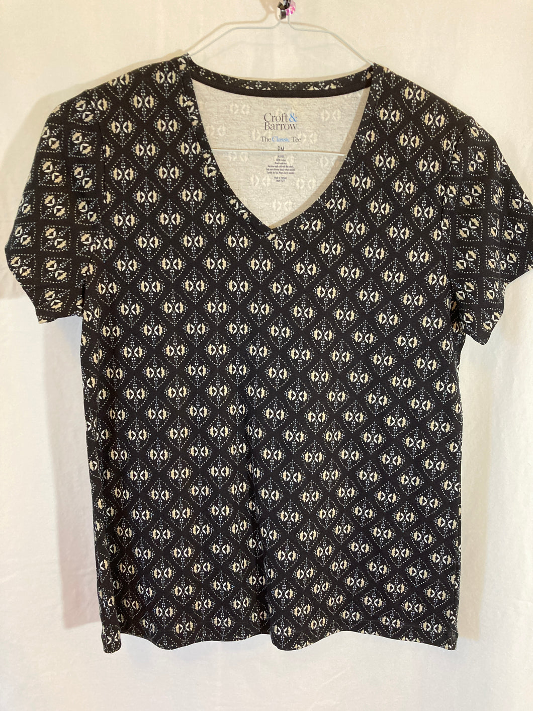 Croft & Barrow t- shirt blk/tan PMed NEW - size Women M (8-10)