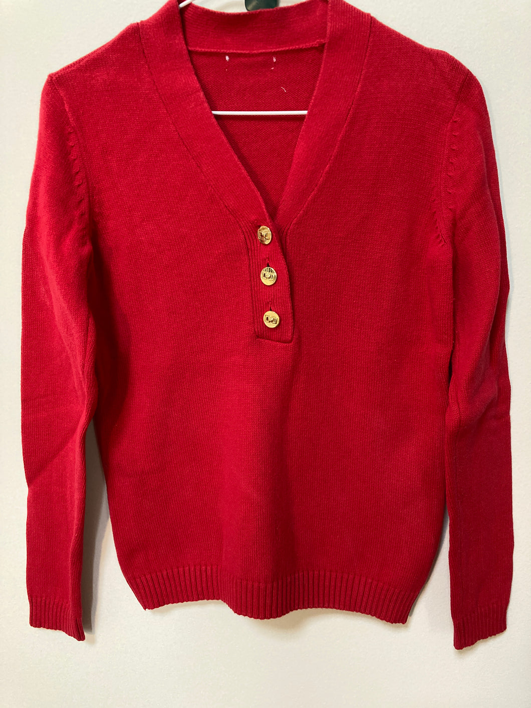 sweater Red V-neck pet. small - size Women S (4-6)