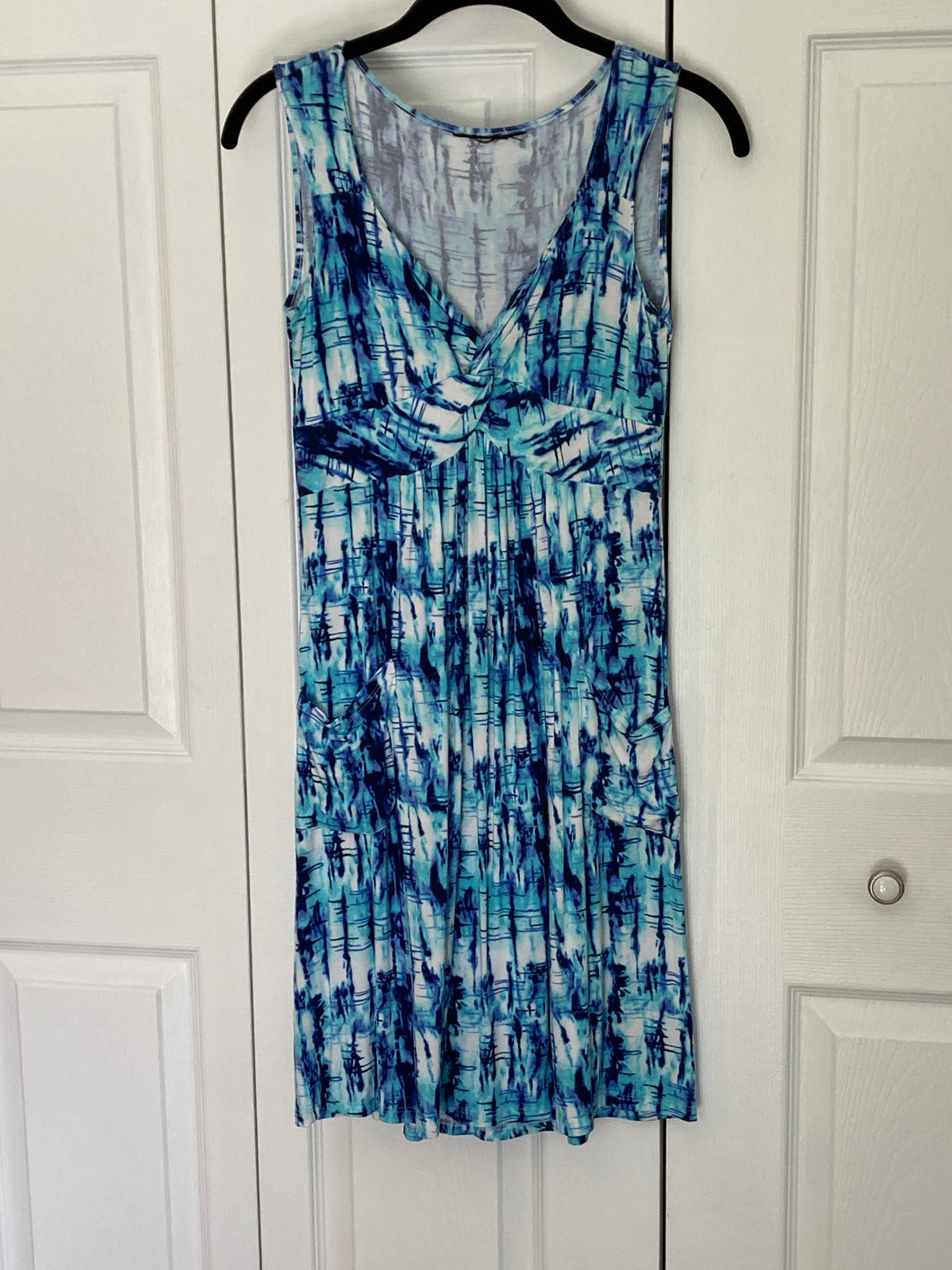 Dress tank top criss cross front blue tones - size Women S (4-6)