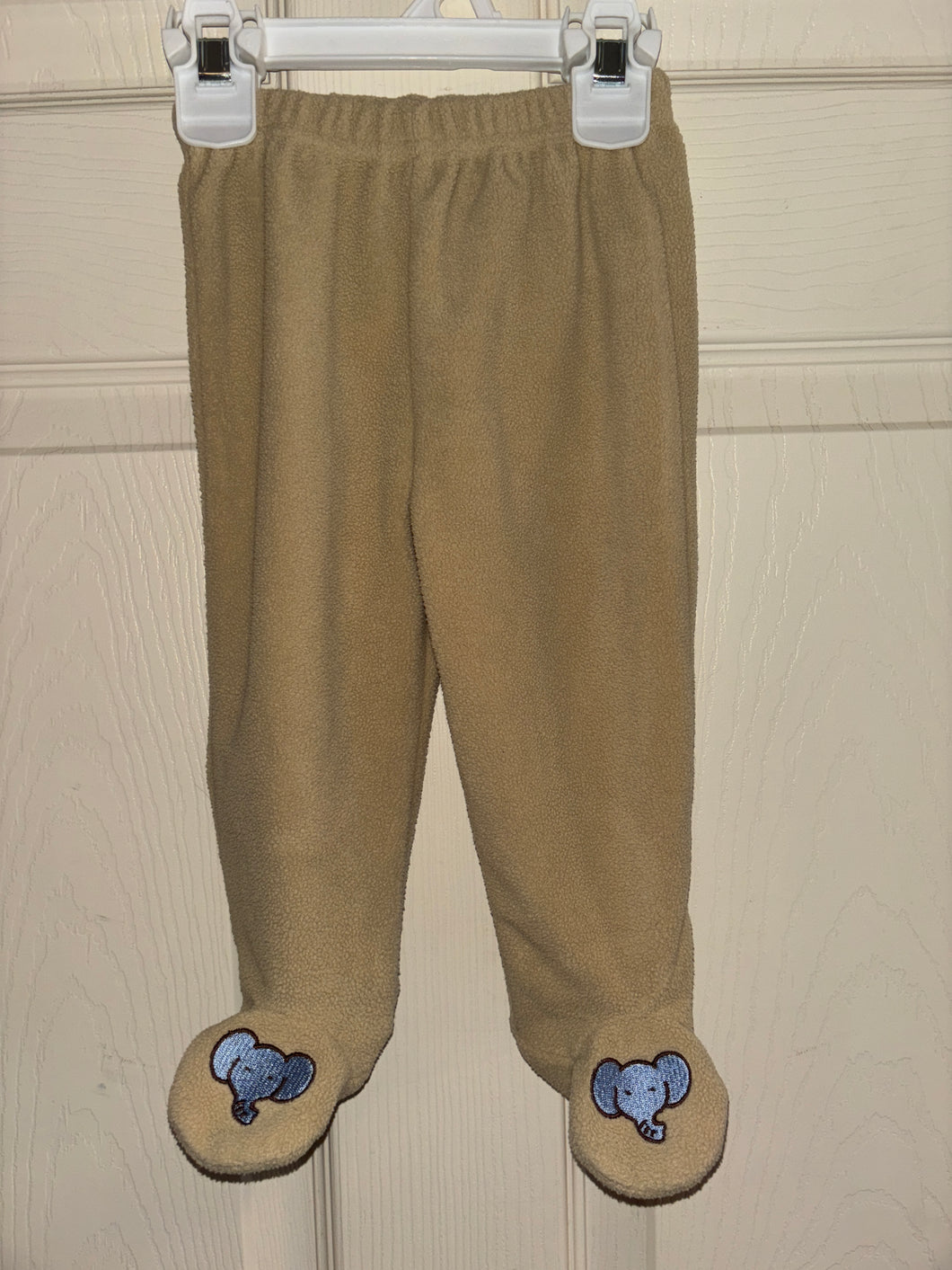 Lovespun Elephant Fleece Footie Pants Tan - size 9 Months