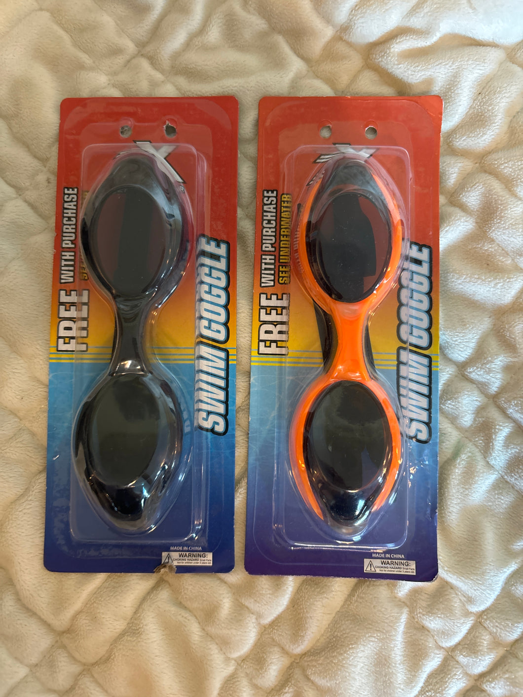 2 pair swim goggles - New - Black & Orange