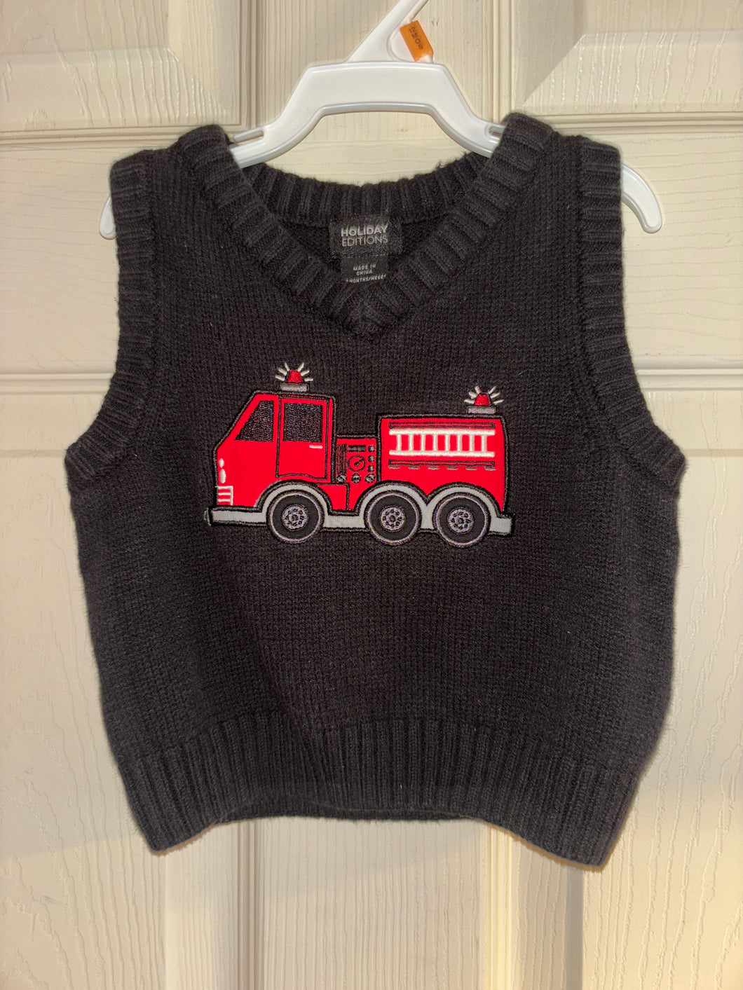 Holiday Editions Black Firetruck Sweater - size 12 Months