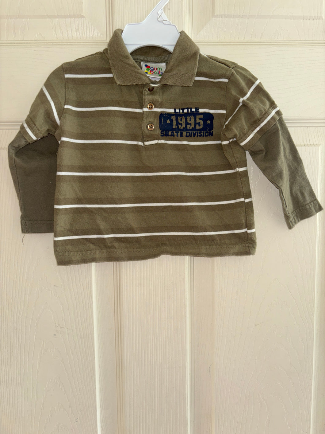 Gum Balls Green Striped Polo - size 12 Months