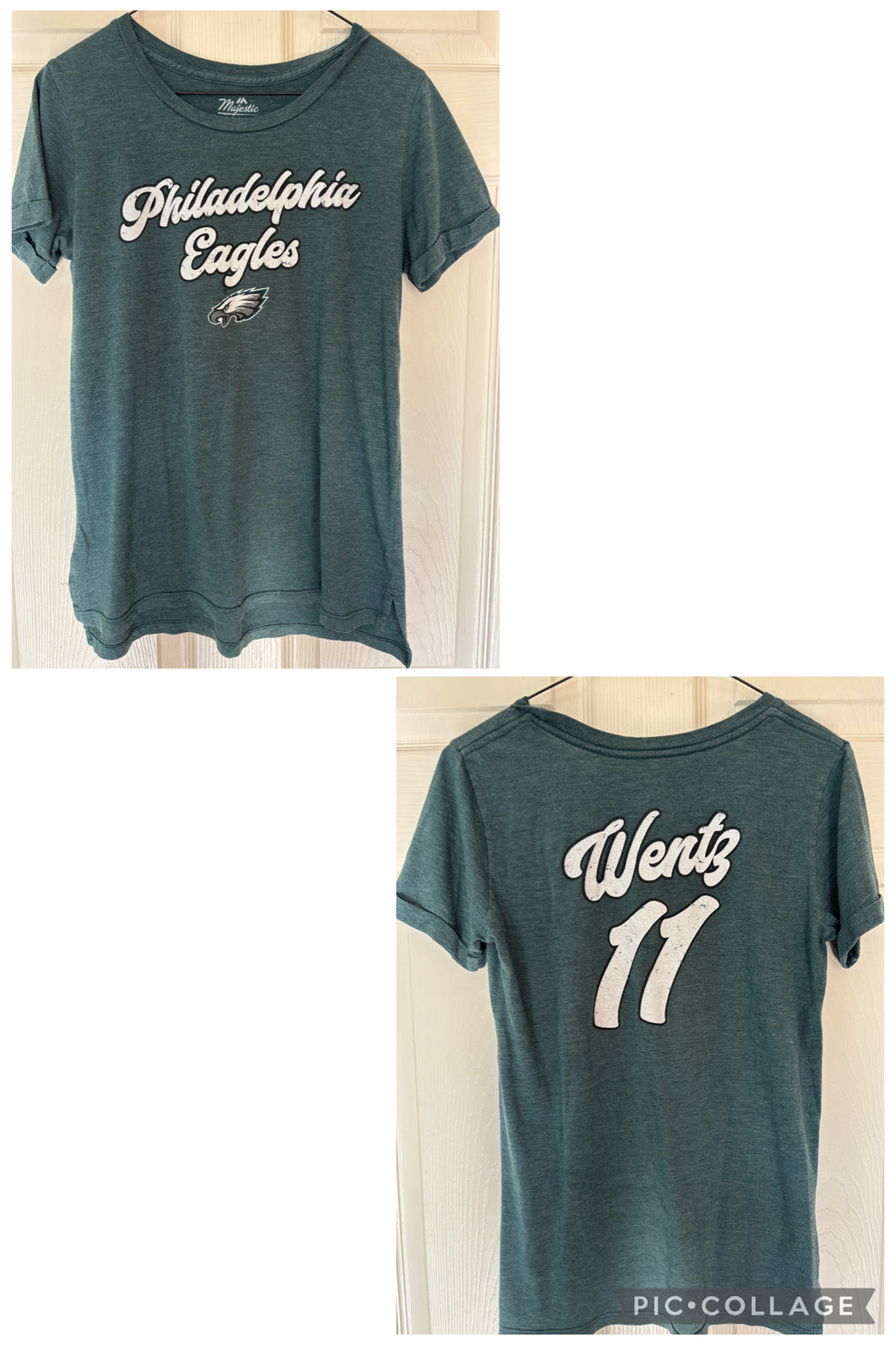 Majestic Small Eagles Wentz Tee - size Women S (4-6)