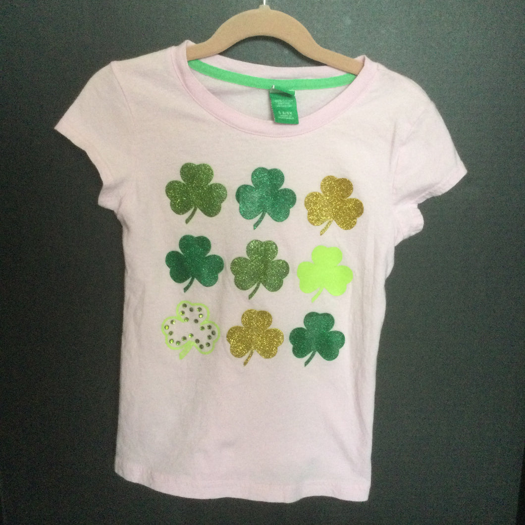 Shamrock Shirt Light Pink w/ Shamrocks - size Kids 6