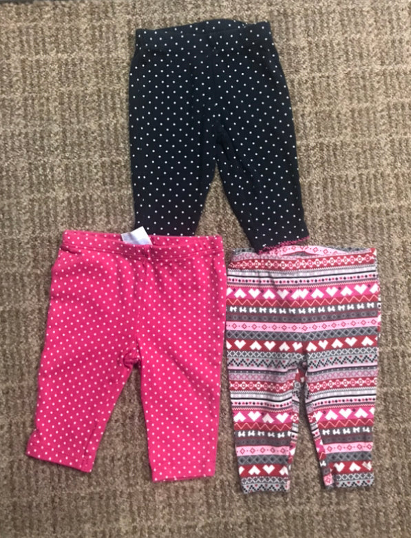 3pc set pants Blk dotted carters - size 3-6 Months