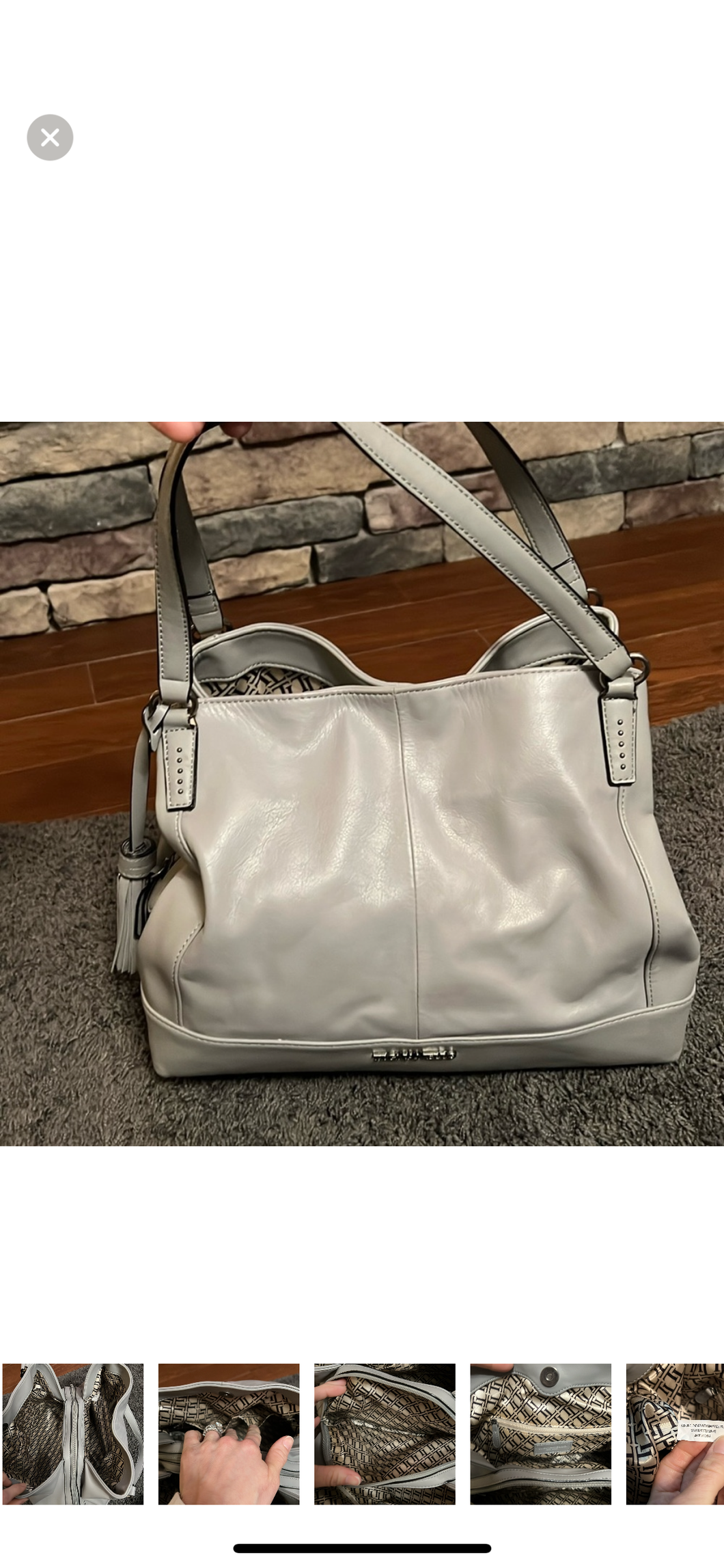 Tiganello Gray Leather 3 Compartment Purse
