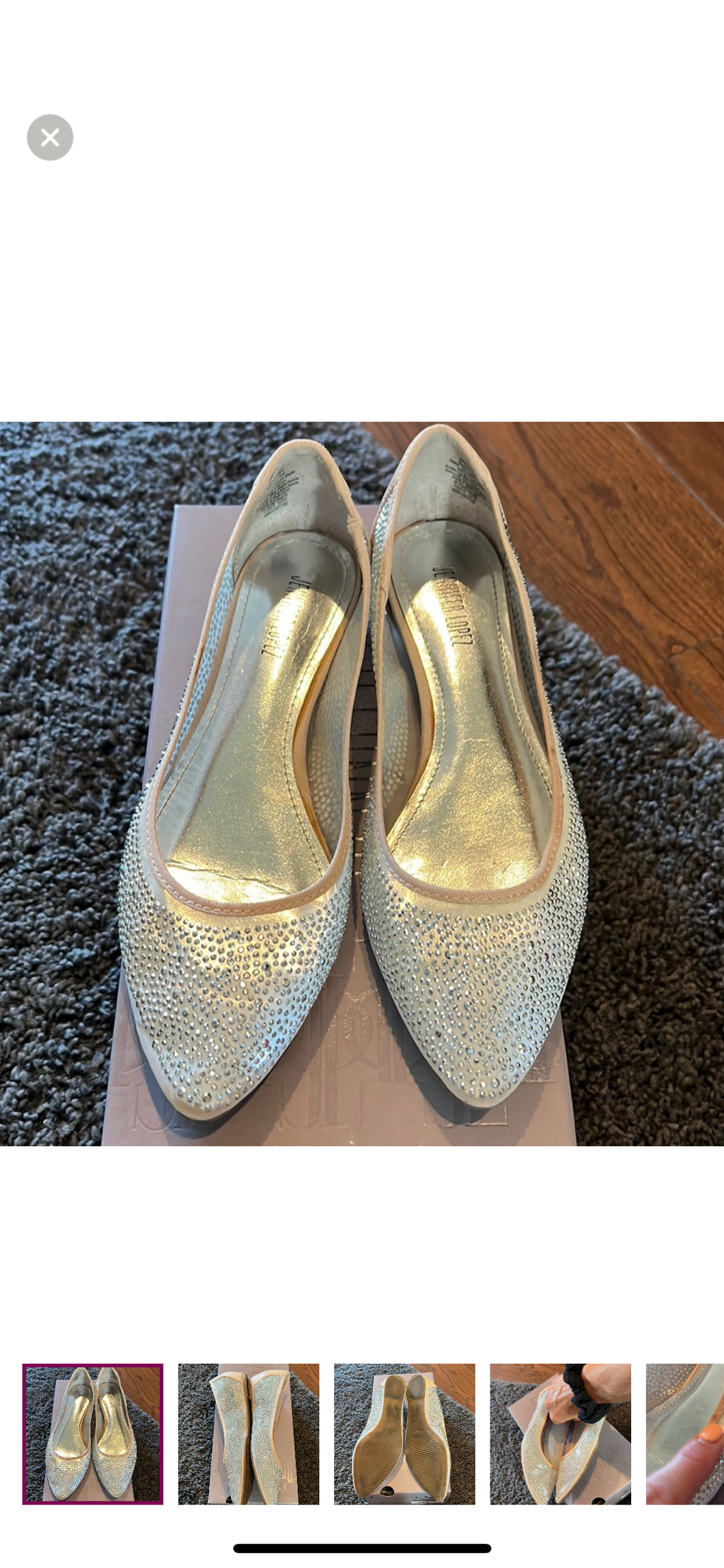 JLO Tan & Rhinestone Flats - size Shoes-Womens 6