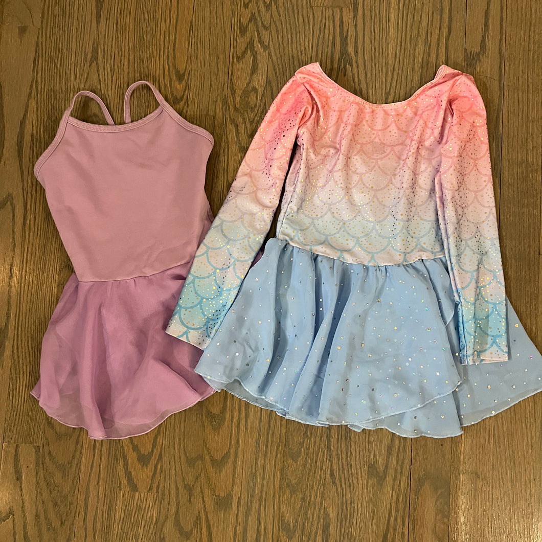 Two leotards Purple sleeveless, pink - size Kids 6