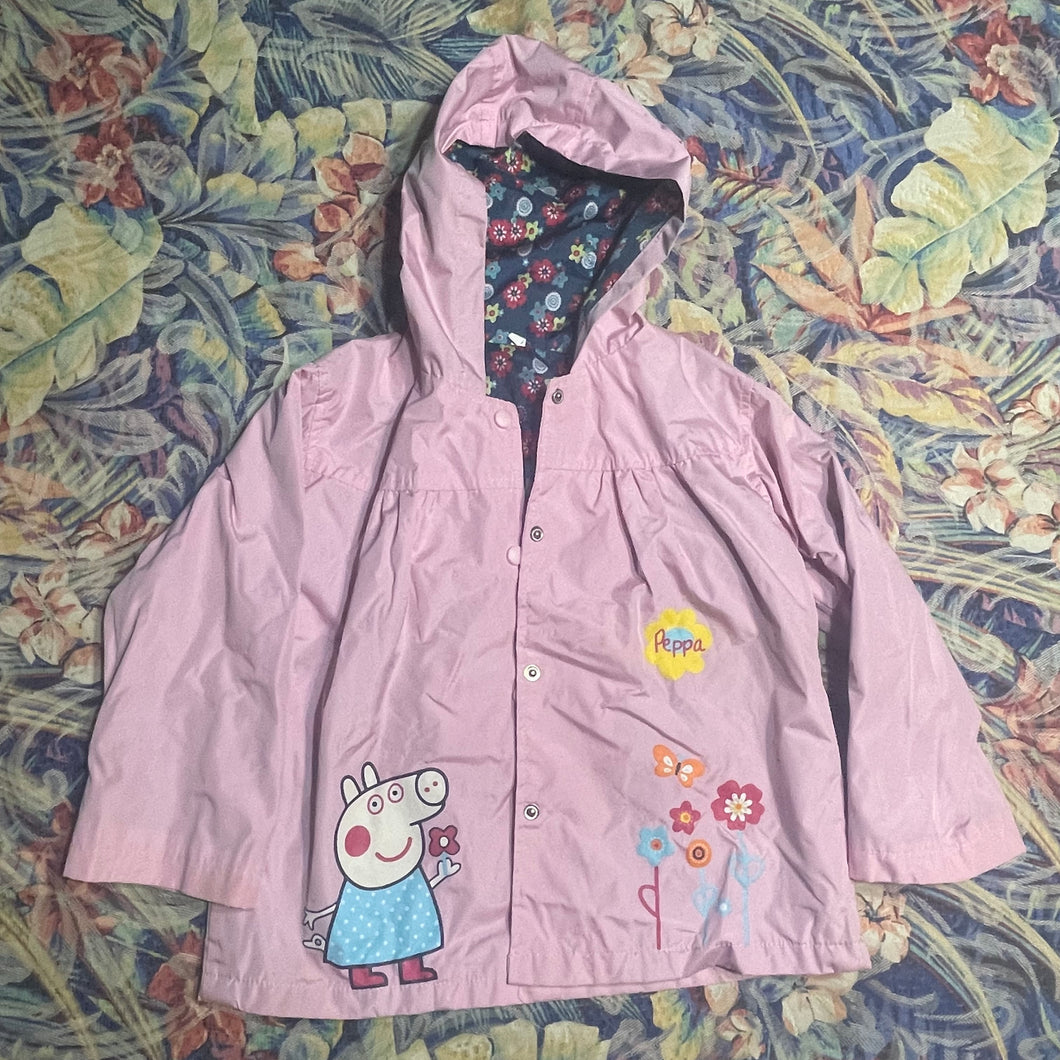 Peppa Pig Pink Rain Coat Jacket Snaps - size 3T