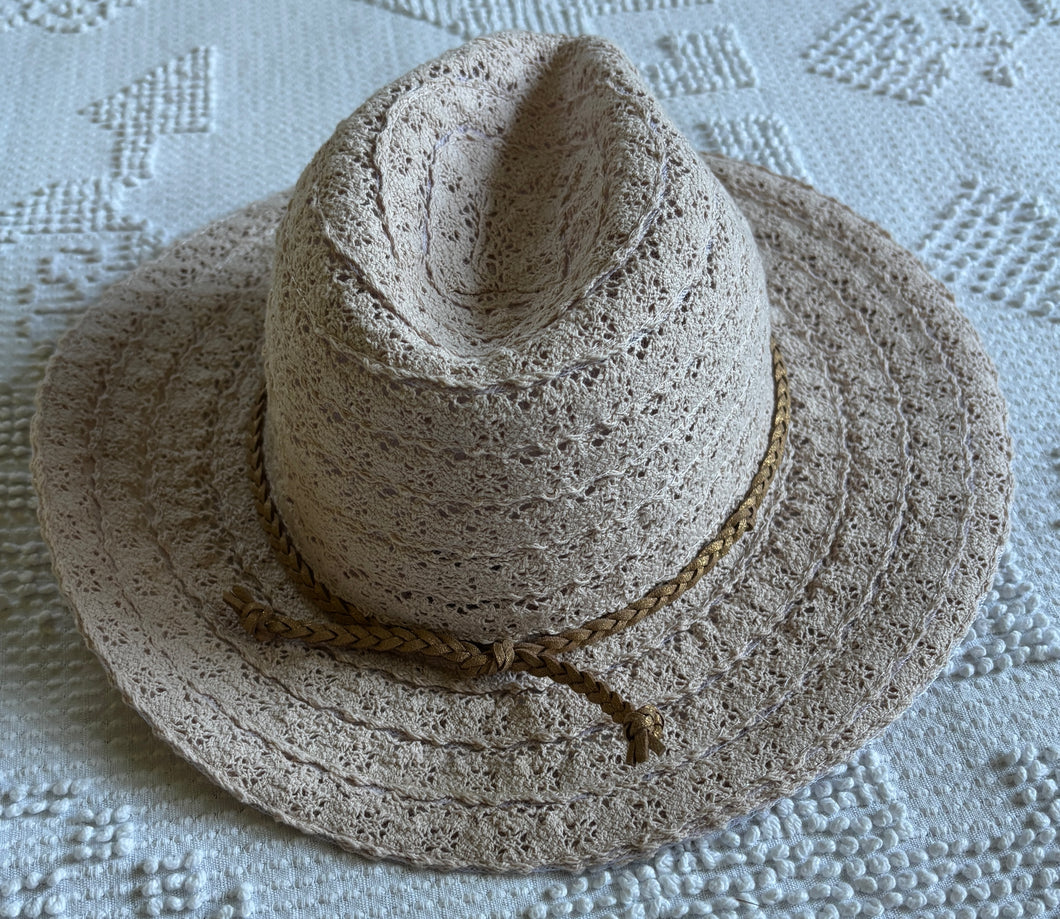 Pale pink lace fedora OSFM