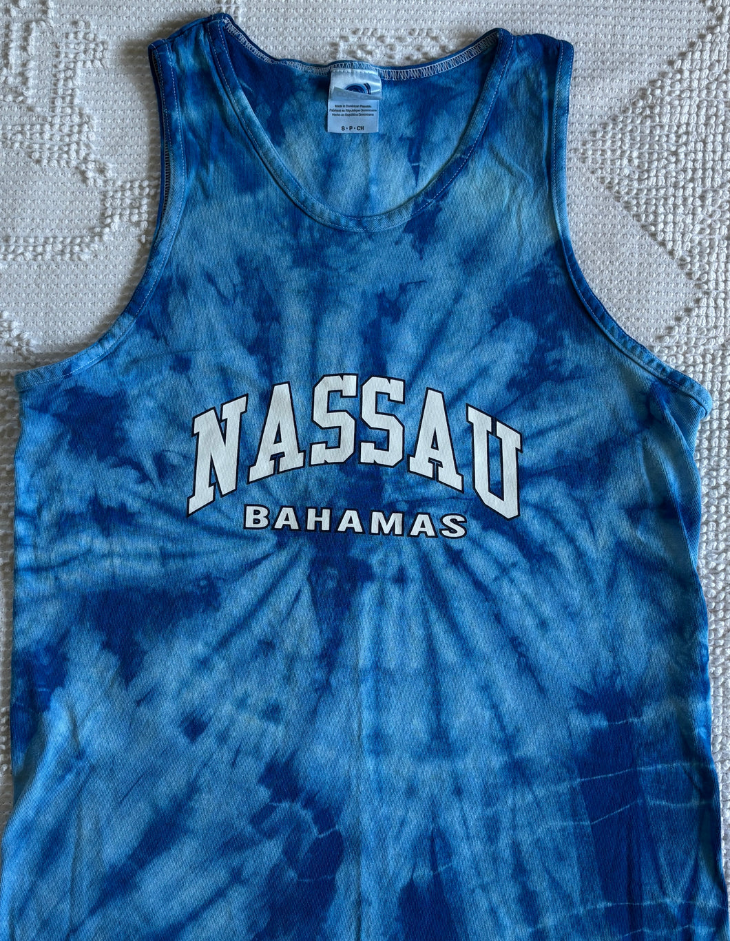 Nassau Bahamas Blue tie dye tank - size Mens S