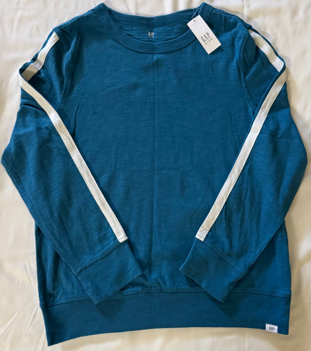 NWT Gap teal longsleeve wh stripsleev top S/L - size Kids 10