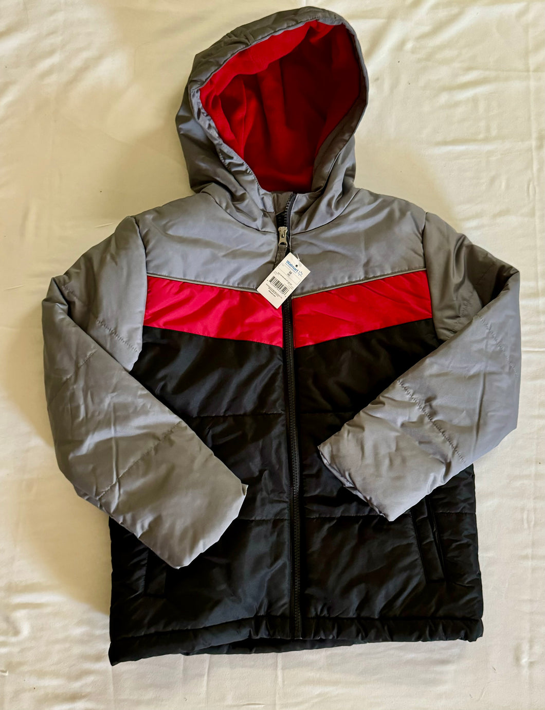 NWT Boys ski jacket/coat gray/red/blk - size Kids 8