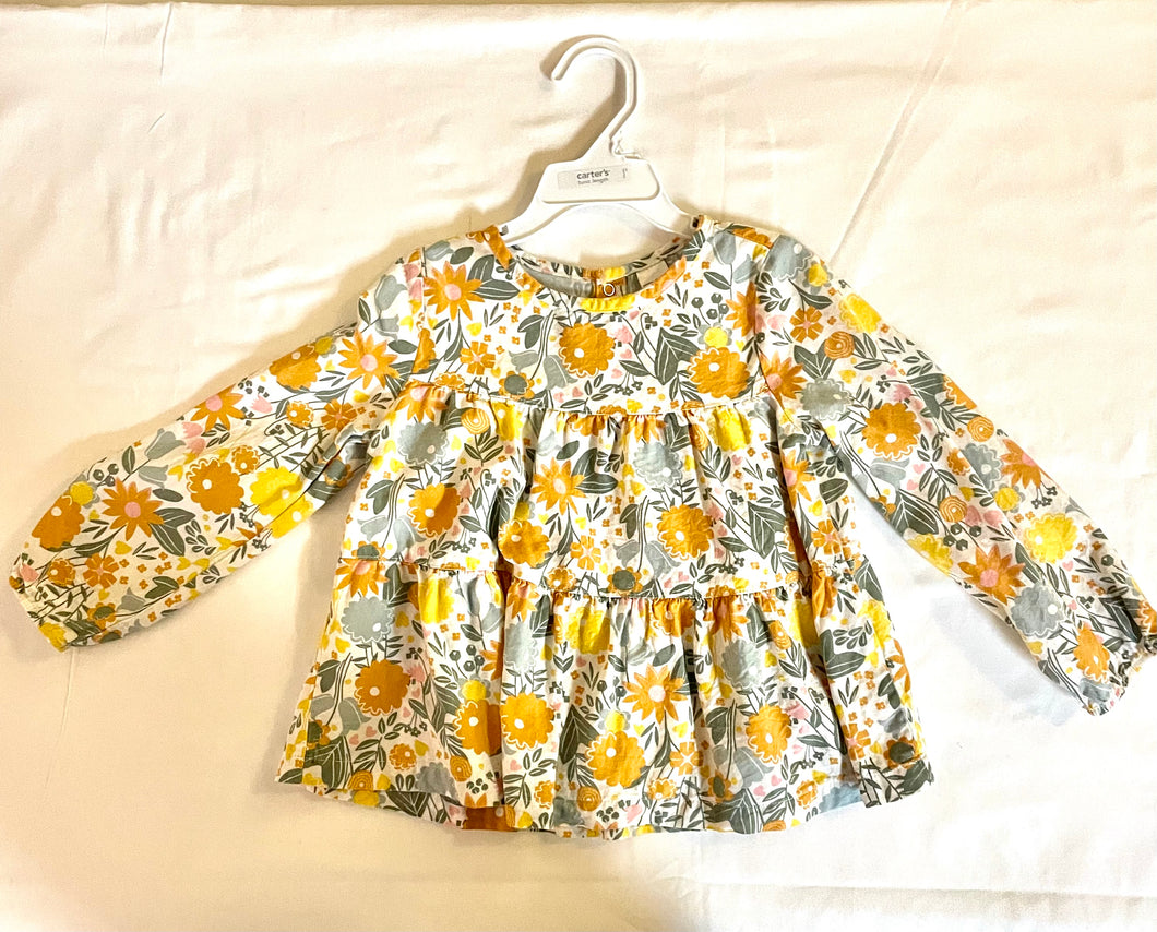 Just1youflower yellow/gr longsleeve top - size 4T/4
